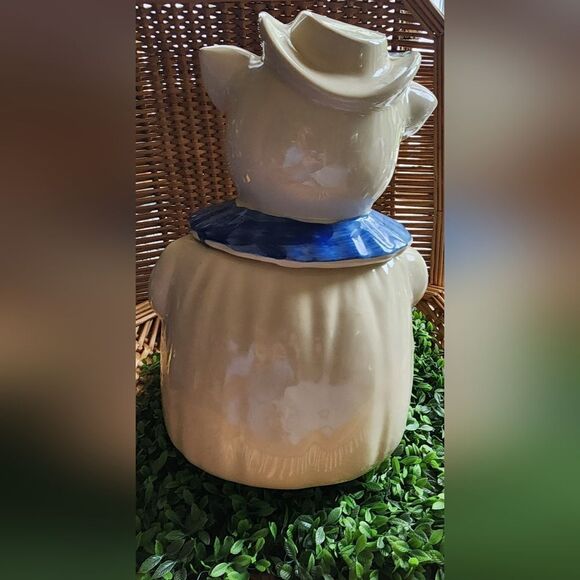Vintage Shawnee Pottery WINNIE The Pig Cookie Jar, Blue Collar Made In USA - Picture 4 of 12